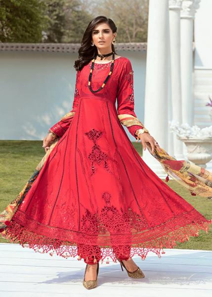 Emaan Adeel Vouge Festive Lawn Collection - 2021 - BOLD CORAL