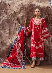 Saira Shakira Luxury Lawn Collection - 2024 – Stars of Fire - Flame red