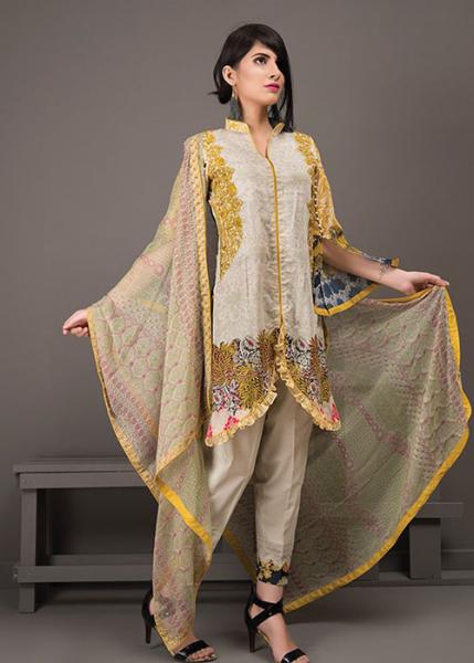 Rehaab Embroidered Cambric Collection By Jaffrani Textile 2017 - Wild Flora