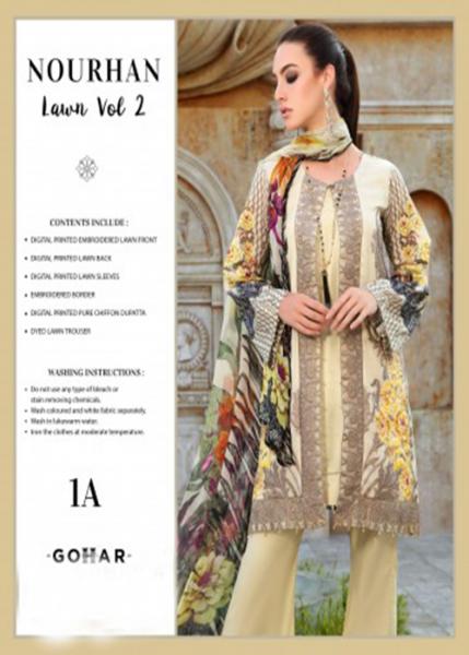 Nourhan lawn Collection Vol2 By Gohar Textile 2018 - 1A